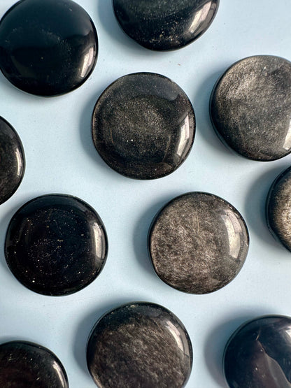 Silver Sheen Obsidian Mini Flat Palm