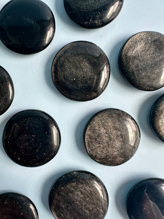 Silver Sheen Obsidian Mini Flat Palm