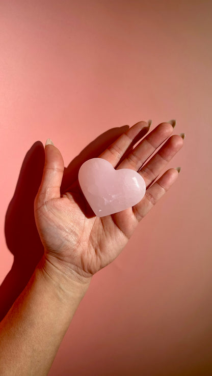 Pink Calcite Heart UV Reactive – Option C
