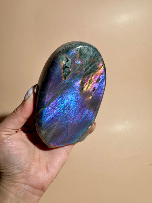 Large Purple Flash Labradorite Standing  Freeform – Option O