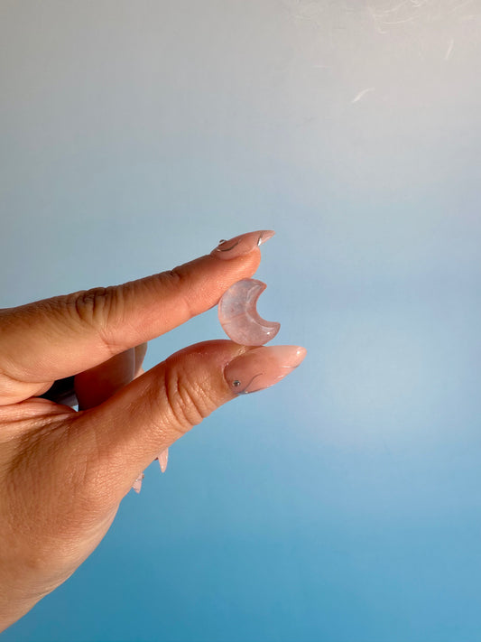 Mini Rose Quartz Puffy Crescent Moon