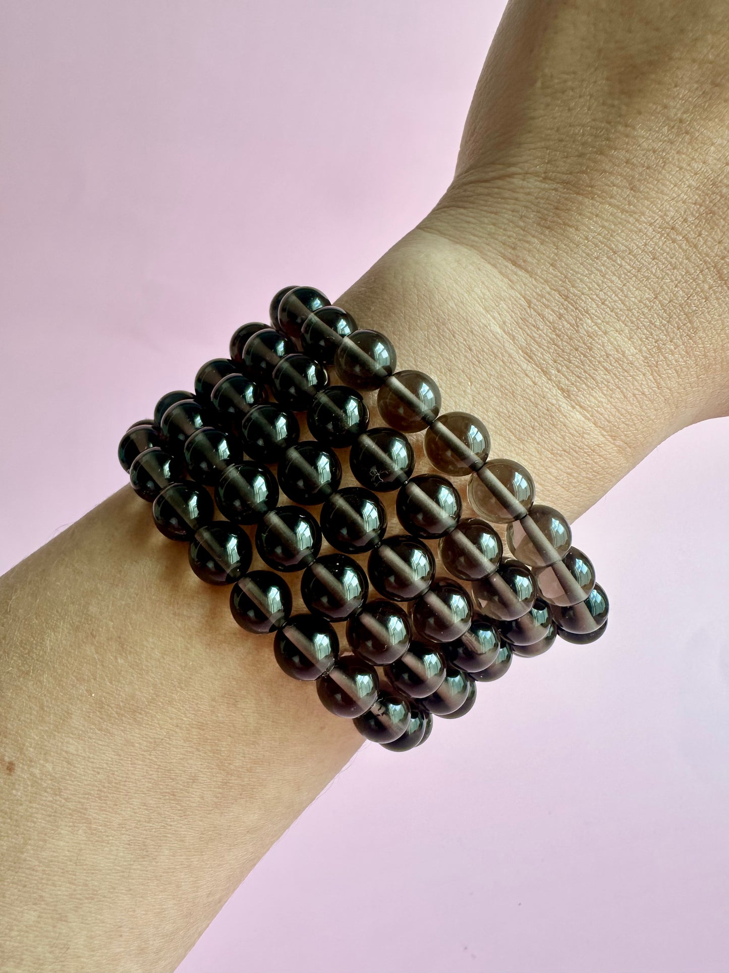 8mm Smoky Quartz Beaded Bracelet