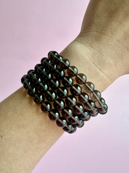8mm Smoky Quartz Beaded Bracelet