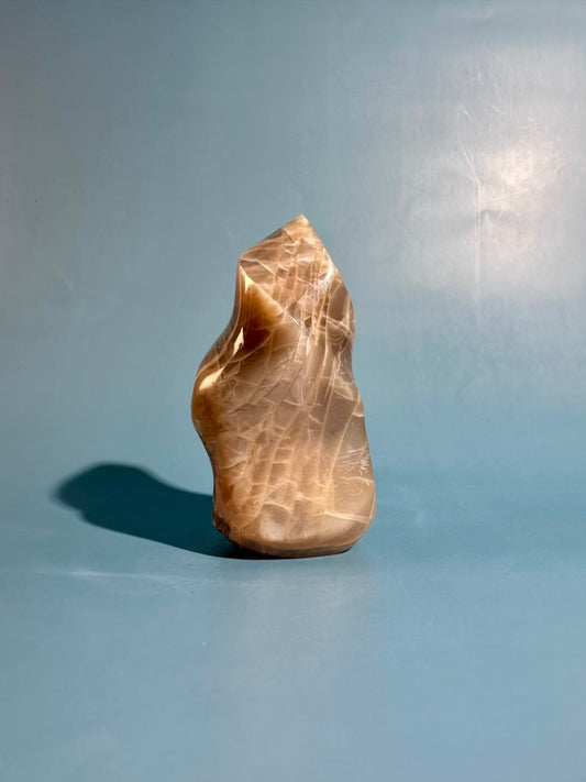 Peach Moonstone Flame – Option D | Intuition, Emotional Balance & Lunar Energy Crystal