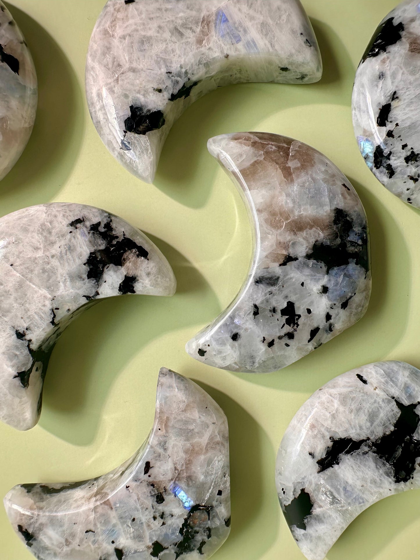 Rainbow Moonstone Standing Moon Carving