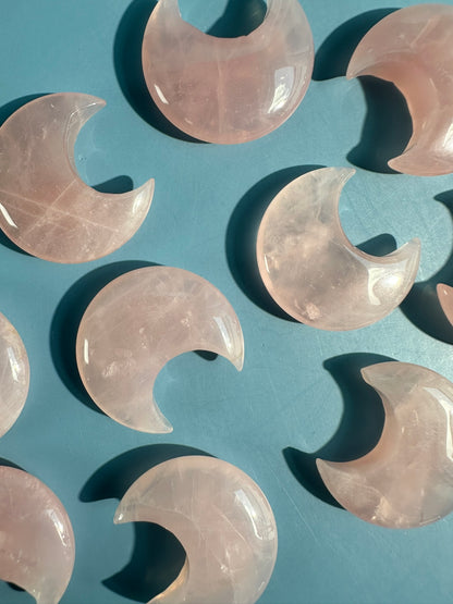 Small Rose Quartz Crescent Moon | Pink Crystal Carving