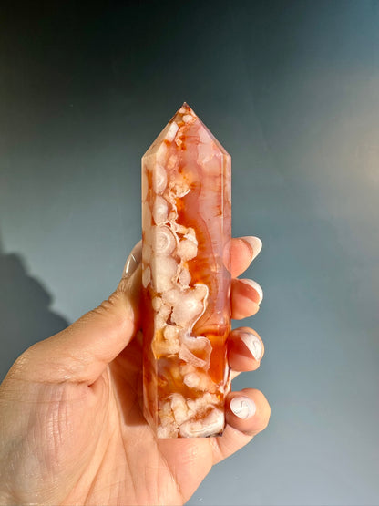 Carnelian Flower Agate Tower – Option B