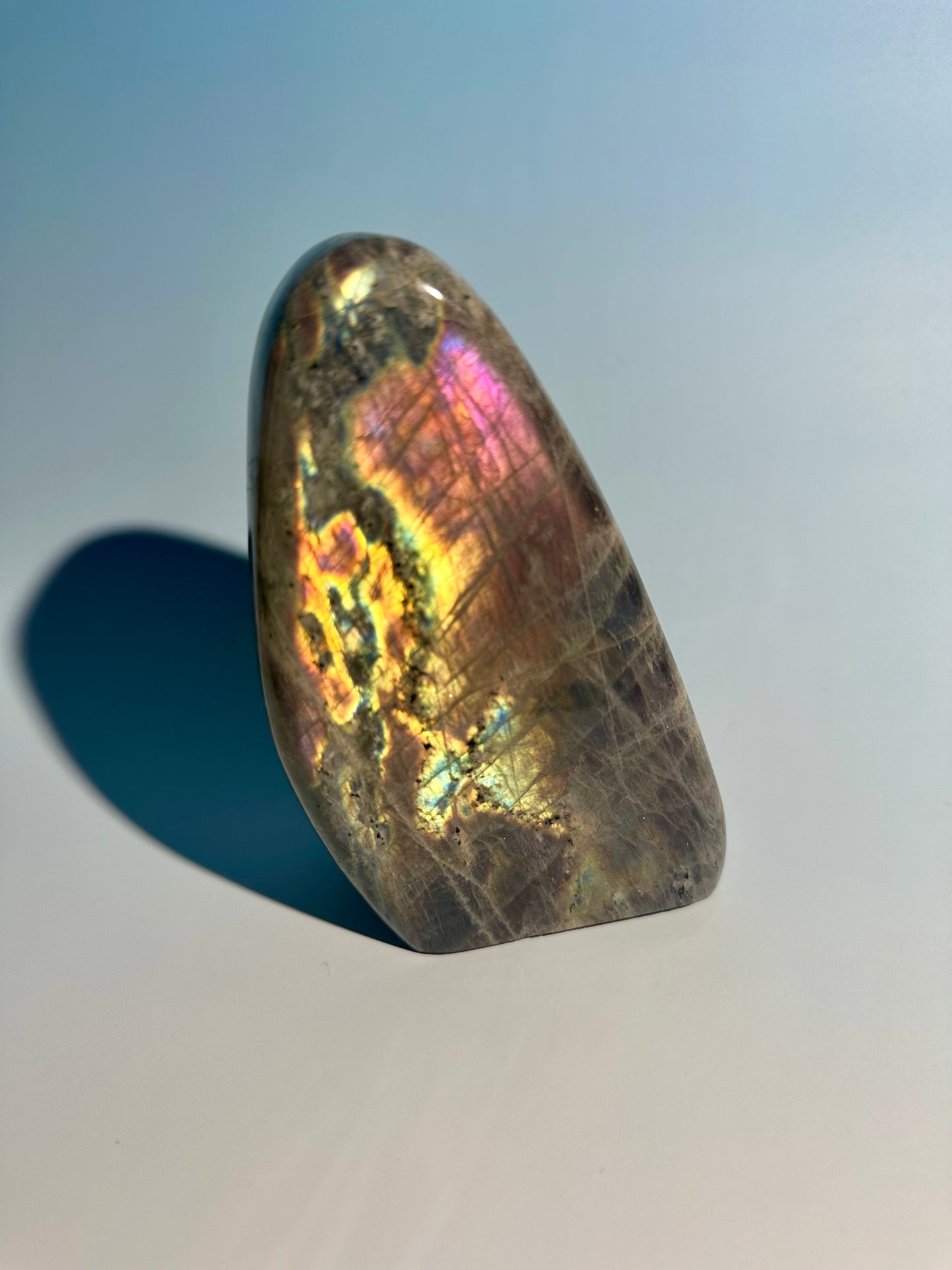 Large Purple Flash Labradorite Standing  Freeform – Option P