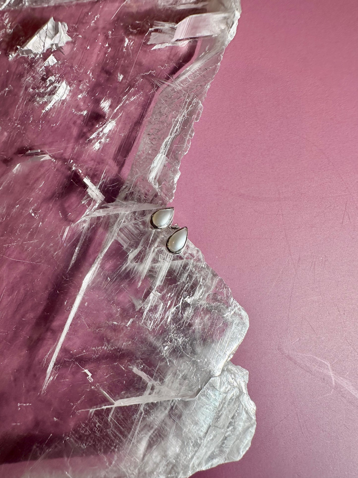 925 Sterling Silver Pearl Bezel Stud Earrings