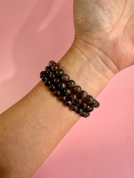6mm Black Moonstone Beaded Bracelet