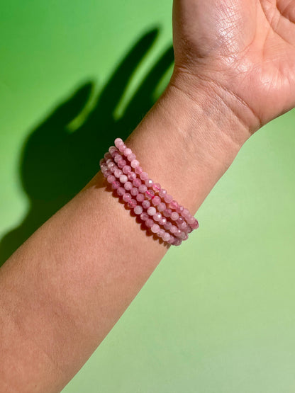 3mm Faceted Lavender Rose Quartz Bracelet | Love & Peace Energy