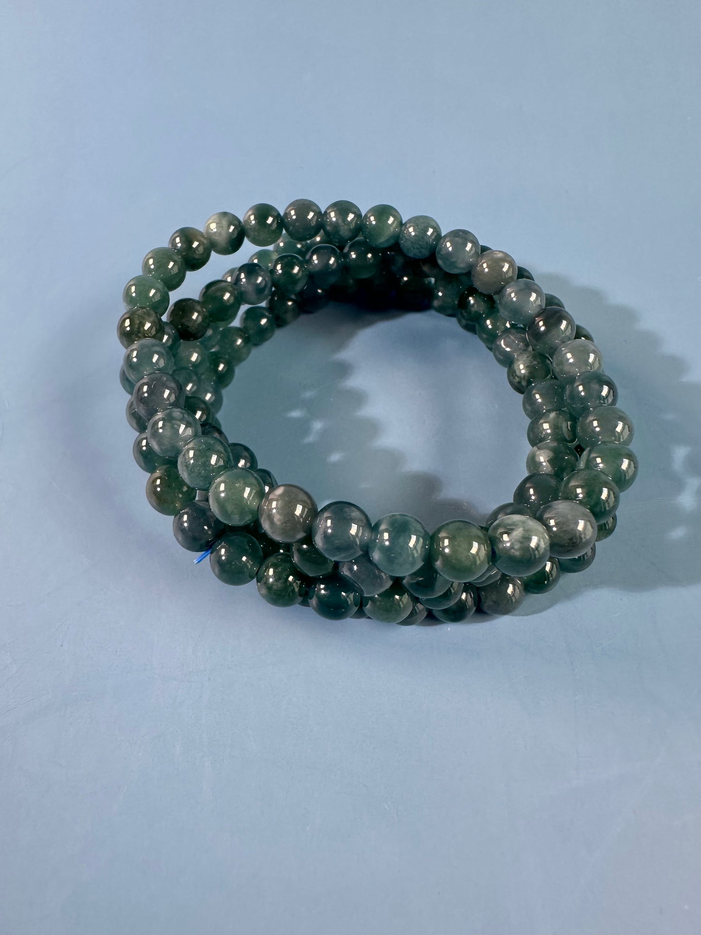 6mm Blue Water Jade Beaded Bracelet