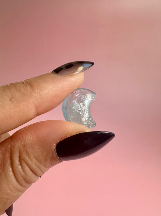 Teeny Aquamarine Crescent Moon