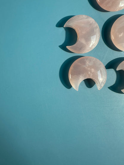 Small Rose Quartz Crescent Moon | Pink Crystal Carving