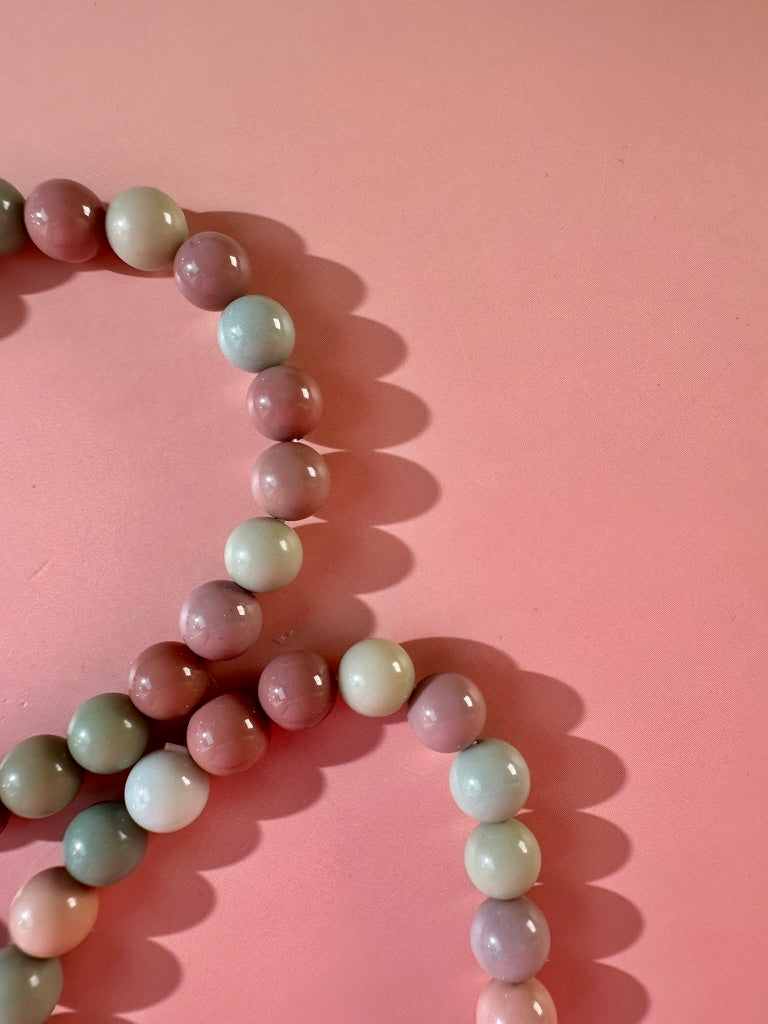 8mm Pink & Blue Alashan Agate Bracelet | Pastel Gemstone Bracelet