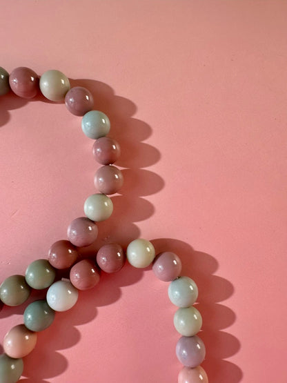 8mm Pink & Blue Alashan Agate Bracelet | Pastel Gemstone Bracelet