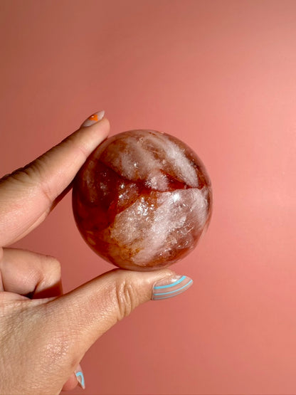 Fire Quartz Sphere – Option A | Confidence, Focus & Grounding Energy