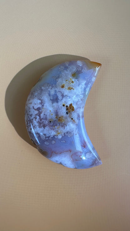 Flower Agate Crescent Moon – Option J