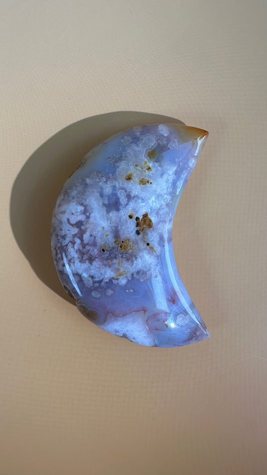 Flower Agate Crescent Moon – Option J