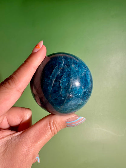Blue Apatite Sphere – Option A | Clarity, Communication & Inspiration Crystal