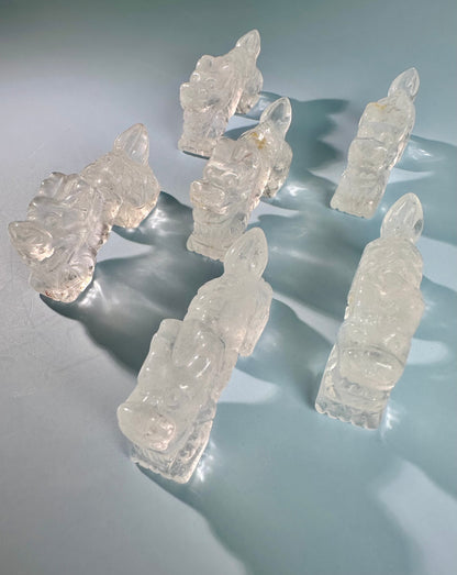 Clear Quartz Chinese Long Dragon Carving Talisman