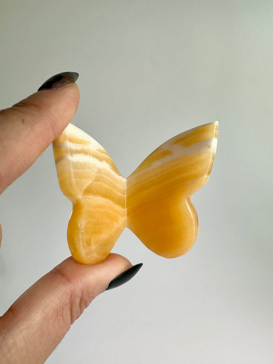 Orange Calcite 3D Butterfly Carving