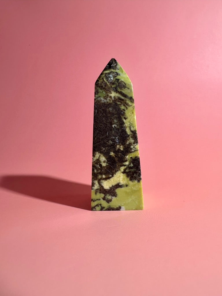 Serpentine with Pyrite Tower (Peru) Option B | Grounding, Abundance & Protection Crystal