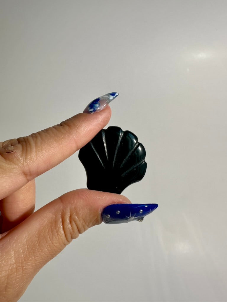Small Black Obsidian Shell | Crystal Carving