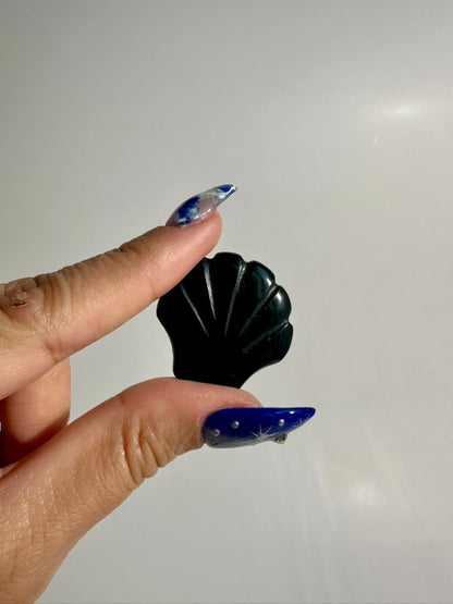 Small Black Obsidian Shell | Crystal Carving