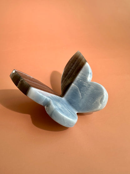 Blue Opal 3D Butterfly Carving