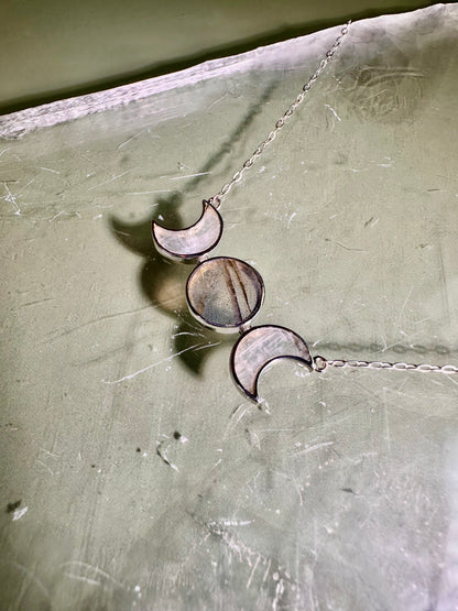925 Sterling Silver Moonstone & Labradorite Moon Phase Necklace