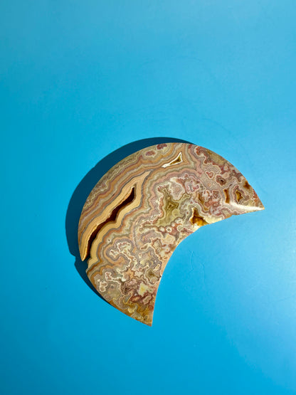 Pink Crazy Lace Agate Crescent Moon Carving – Option C | Harmony, Growth & Joyful Energy