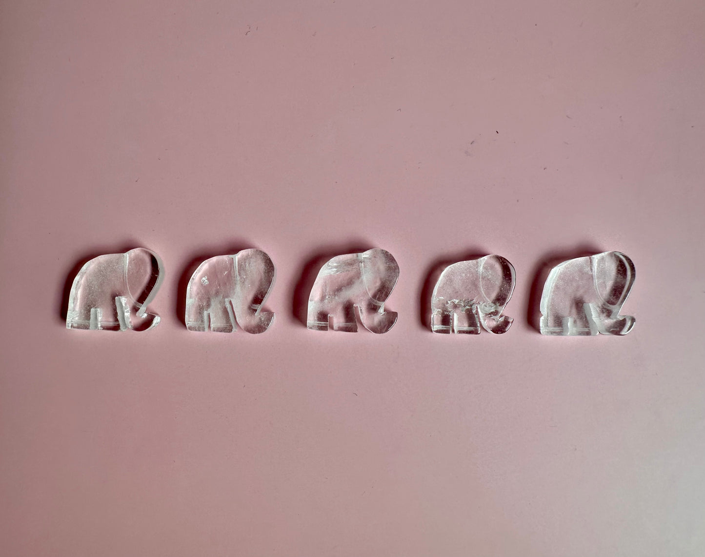 Flat Clear Quartz Elephant Carving