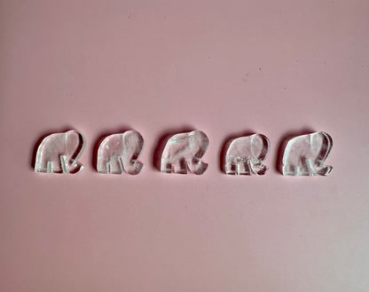 Flat Clear Quartz Elephant Carving
