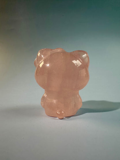 Rose Quartz Kawaii Hey Kitty Cat Quartz Carving