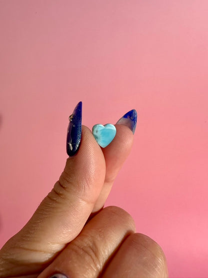 Mini Larimar Heart | Blue Crystal Carving