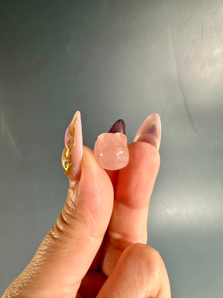 Mini Rose Quartz Bunny | Cute Pink Crystal Carving