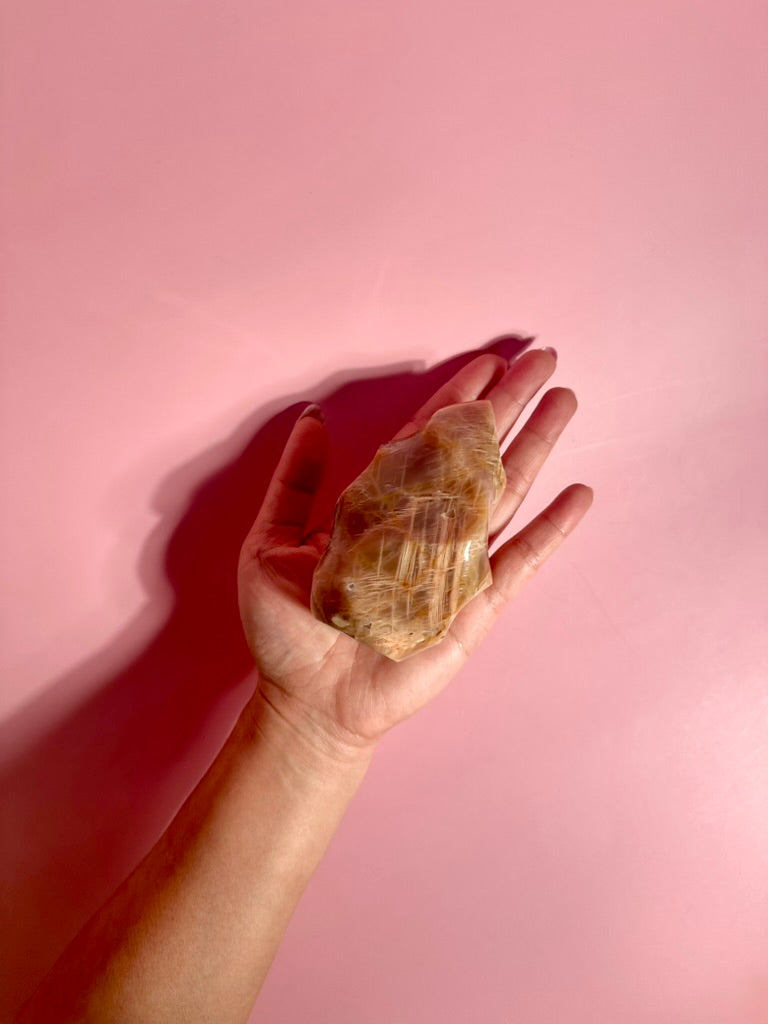 Peach Moonstone Flame – Option C | Collector Crystal, Self-Love & Gentle Transformation