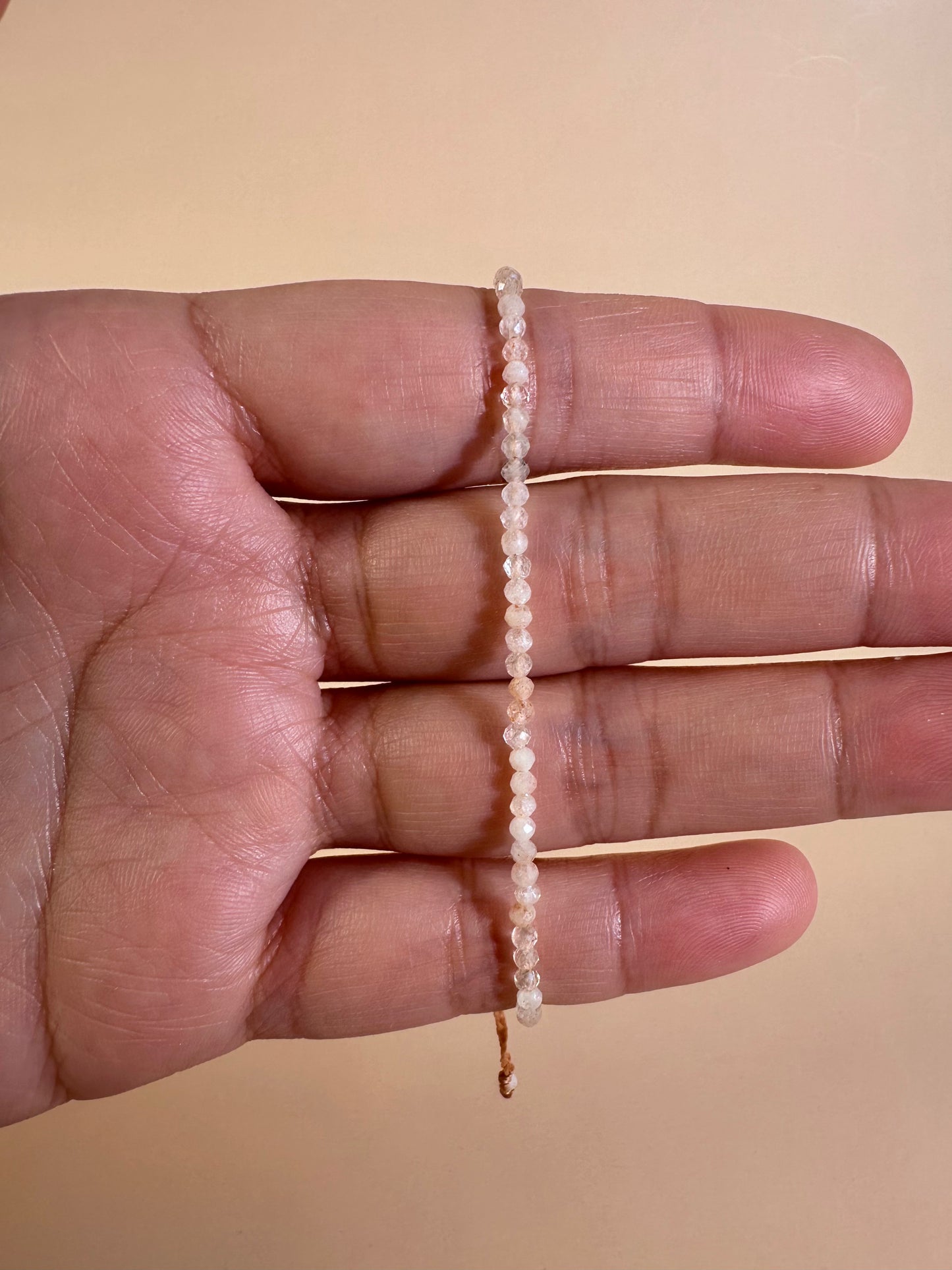 2mm Peach Moonstone Adjustable Beaded Bracelet