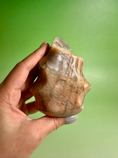 Peach Moonstone Flame – Option B | Emotional Healing, Calm & Inner Peace Crystal