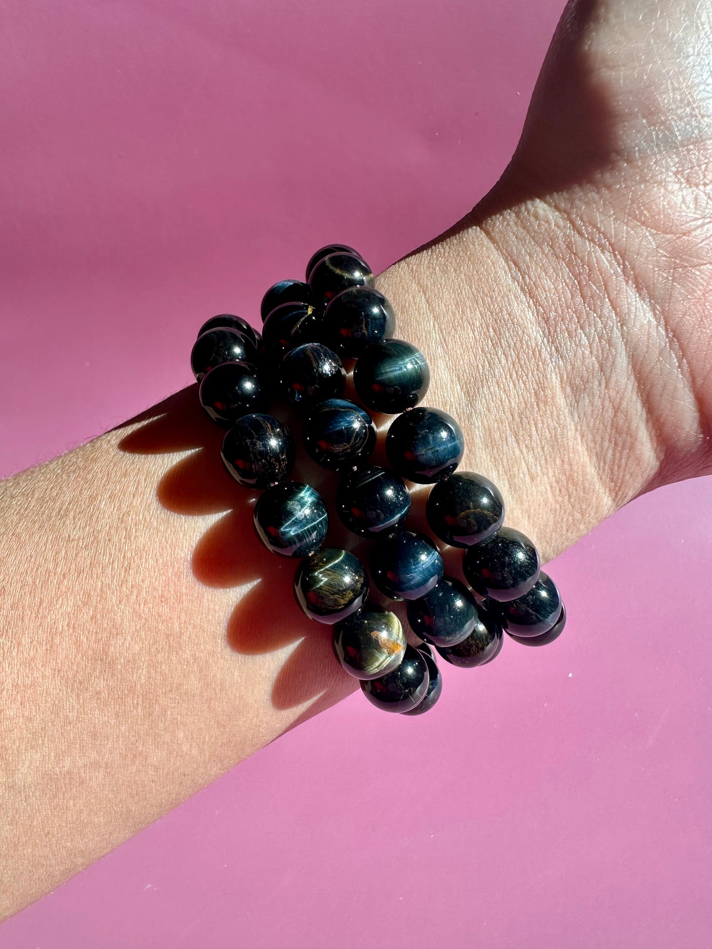 10mm Blue Tiger’s Eye Beaded Bracelet