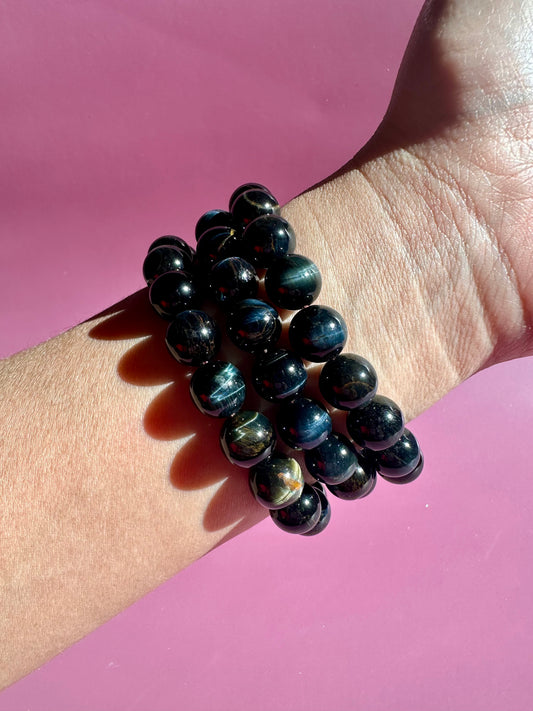 10mm Blue Tiger’s Eye Beaded Bracelet