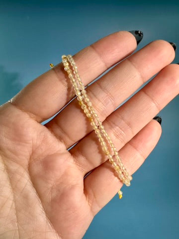 2mm Rutilated Quartz Adjustable Beaded Bracelet