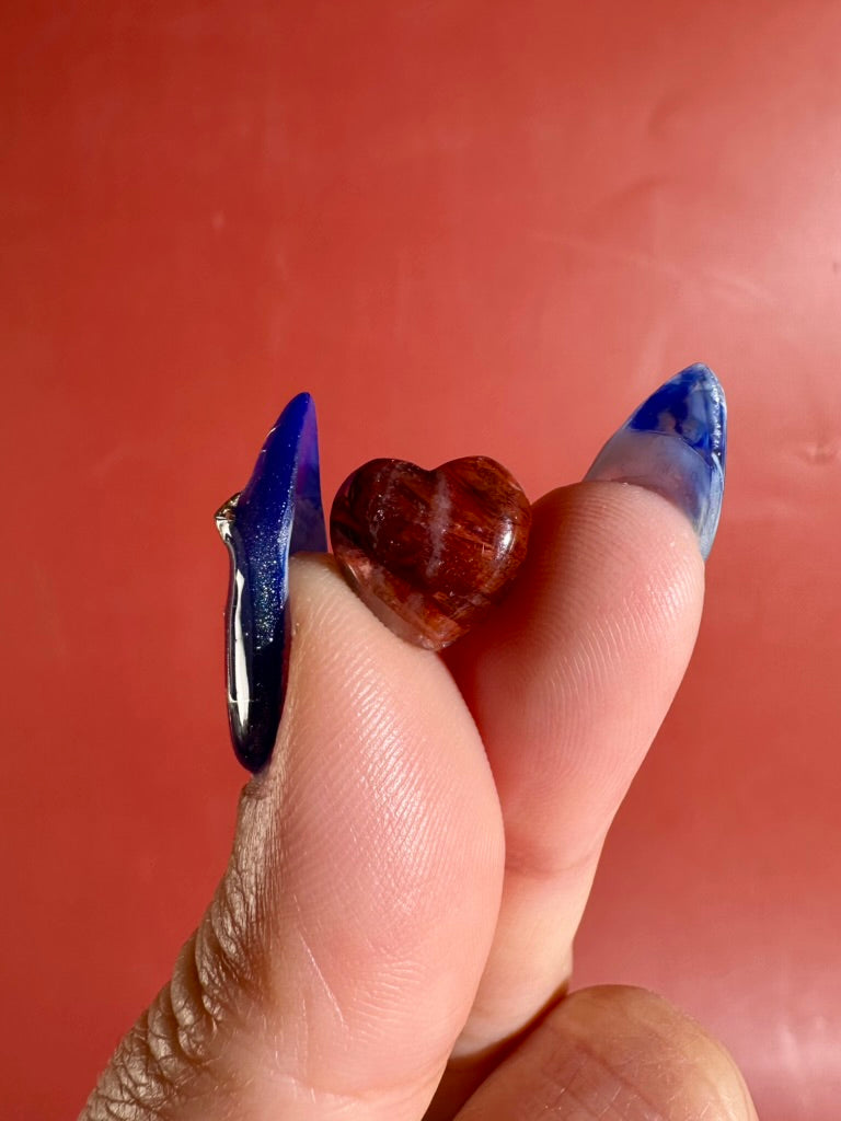 Teeny Fire Quartz Heart | Hematoid Quartz Crystal