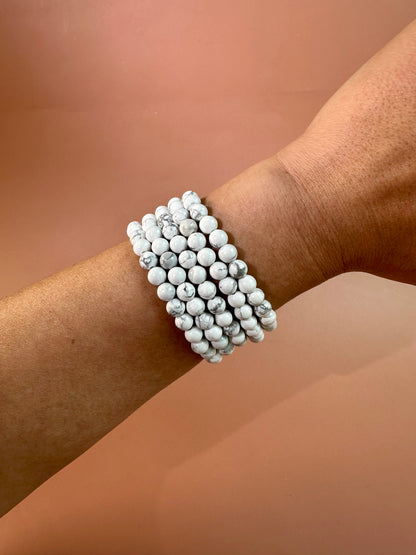 6mm Howlite Beaded Bracelet