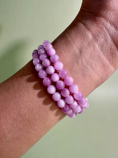 6mm Kunzite Beaded Bracelet | Pink Gemstone Jewelry