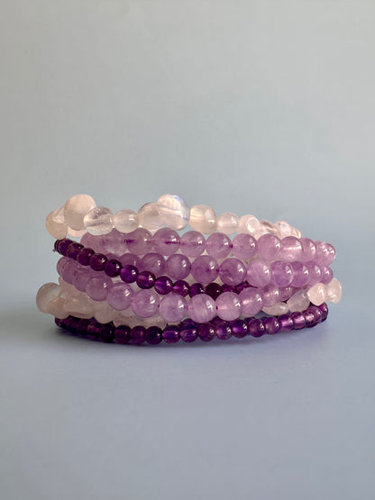 Bracelet Bundle Set: “Soul Whisper” - Lavender Jade, Amethyst, Moonstone