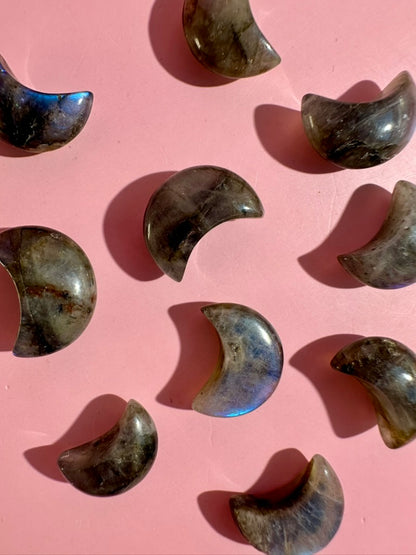 Mini Labradorite Crescent Moon | Flashy Crystal Carving