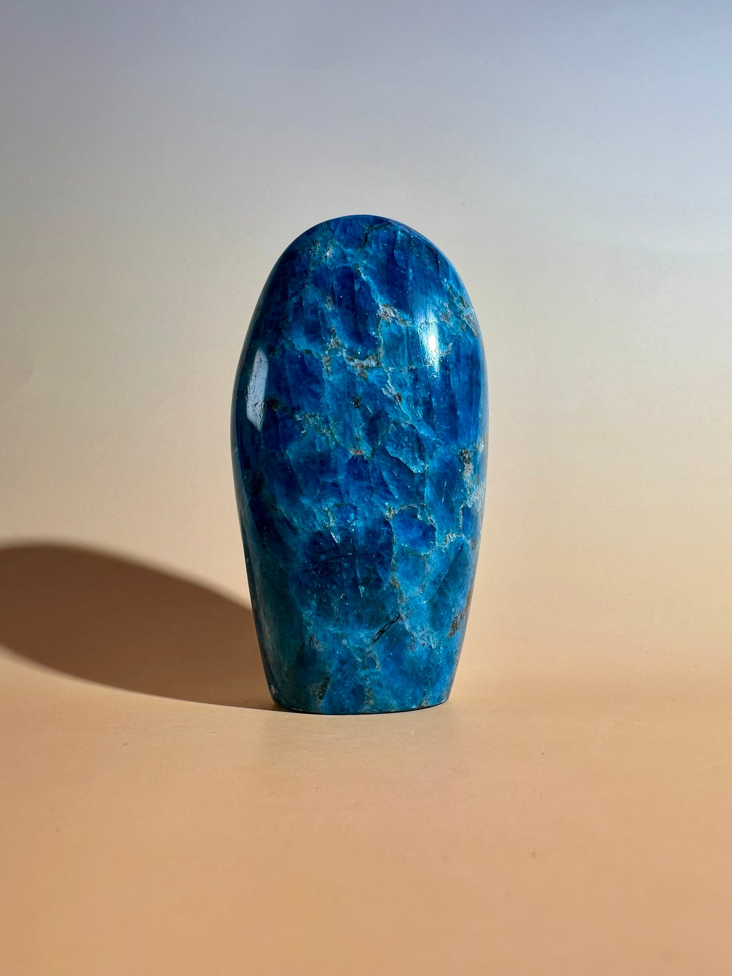 Blue Apatite Standing Freeform – Option D | Motivation, Communication & Vision Crystal
