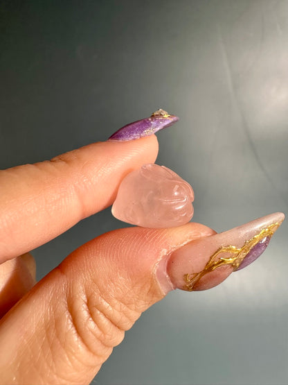 Mini Rose Quartz Bunny | Cute Pink Crystal Carving